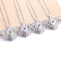 new snaps jewelry crystal flower heart pendant snap necklace fit 18mm snap button necklace women pendant necklace with chain