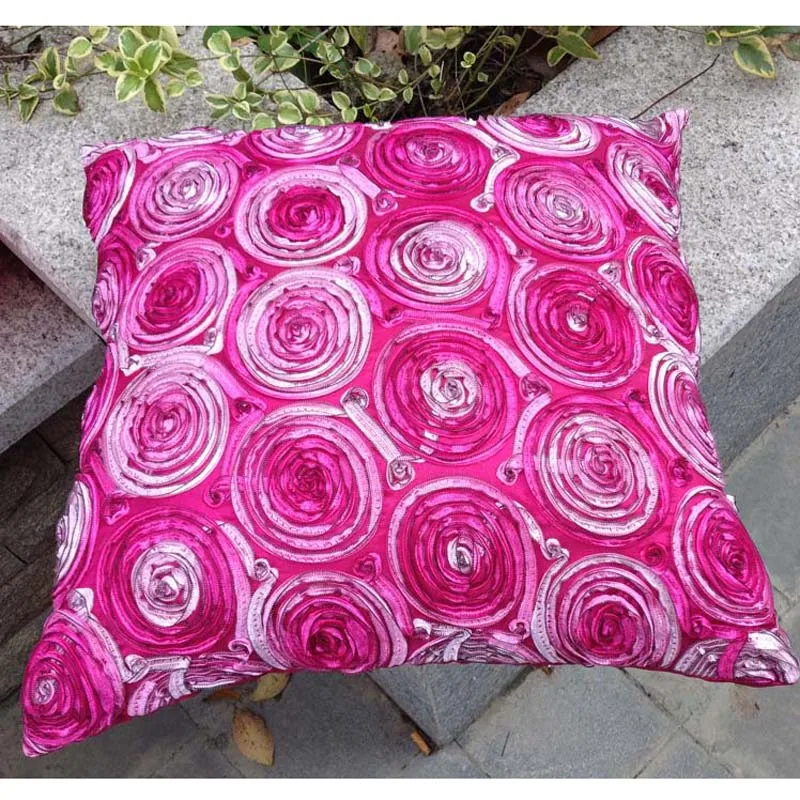 Розовый декоративный чехол для подушки с вышивкой Fuschia наволочка дивана и кресла