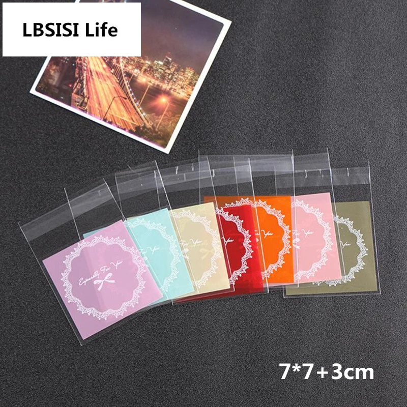 Самоклеящиеся пакеты LBSISI Life 200 шт. 7x7 + 3 см упаковка для конфет и печенья на свадьбу