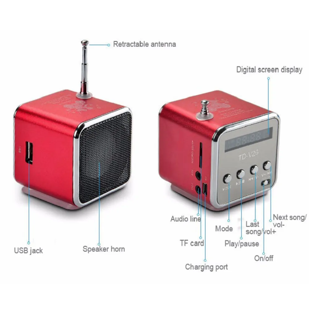 Toproad мини Портативный музыка Динамик TD V26 Micro SD TF MP3 плееры Поддержка fm Радио USB