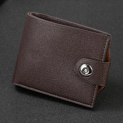 buckle Роскошный кожаный бумажник, модный короткий Мужской кошелек на каждый день, однотонный мужской кошелек с отделением для монет, мужской кошелек - Цвет: buckle
