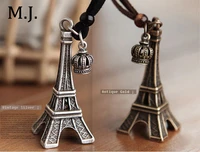 new vintage eiffel tower pendant necklace retro gold long chain crown charm necklaces pendants women jewelry wedding gift