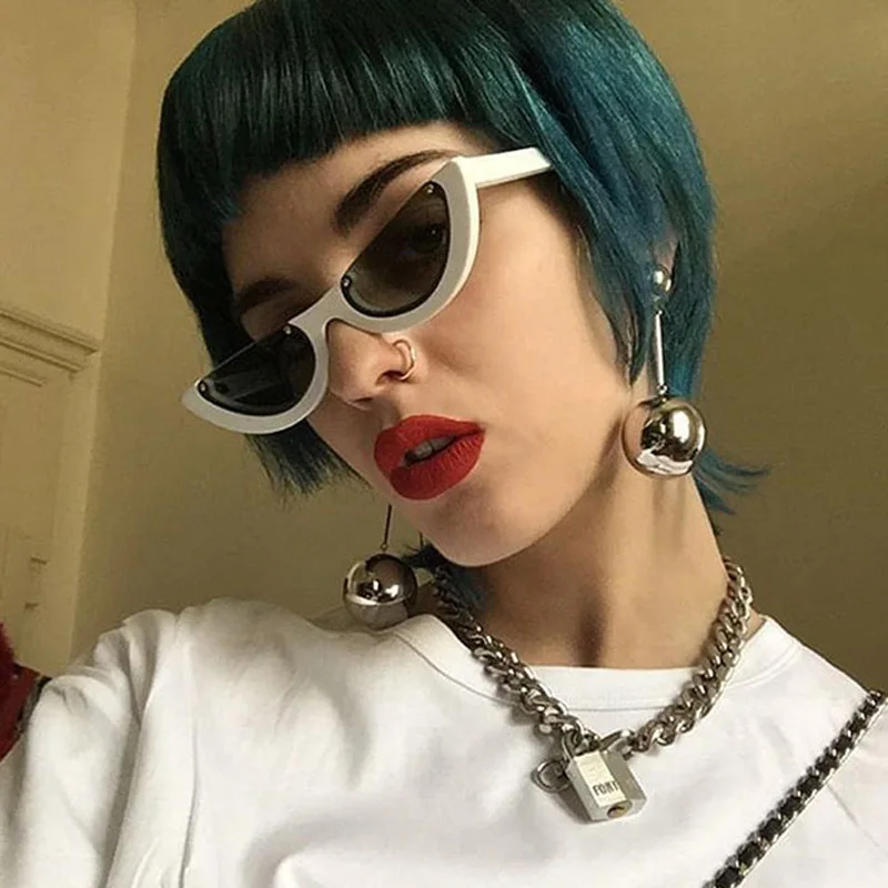 Женские солнцезащитные очки без оправы Модные прозрачные в стиле хип хоп|Женские