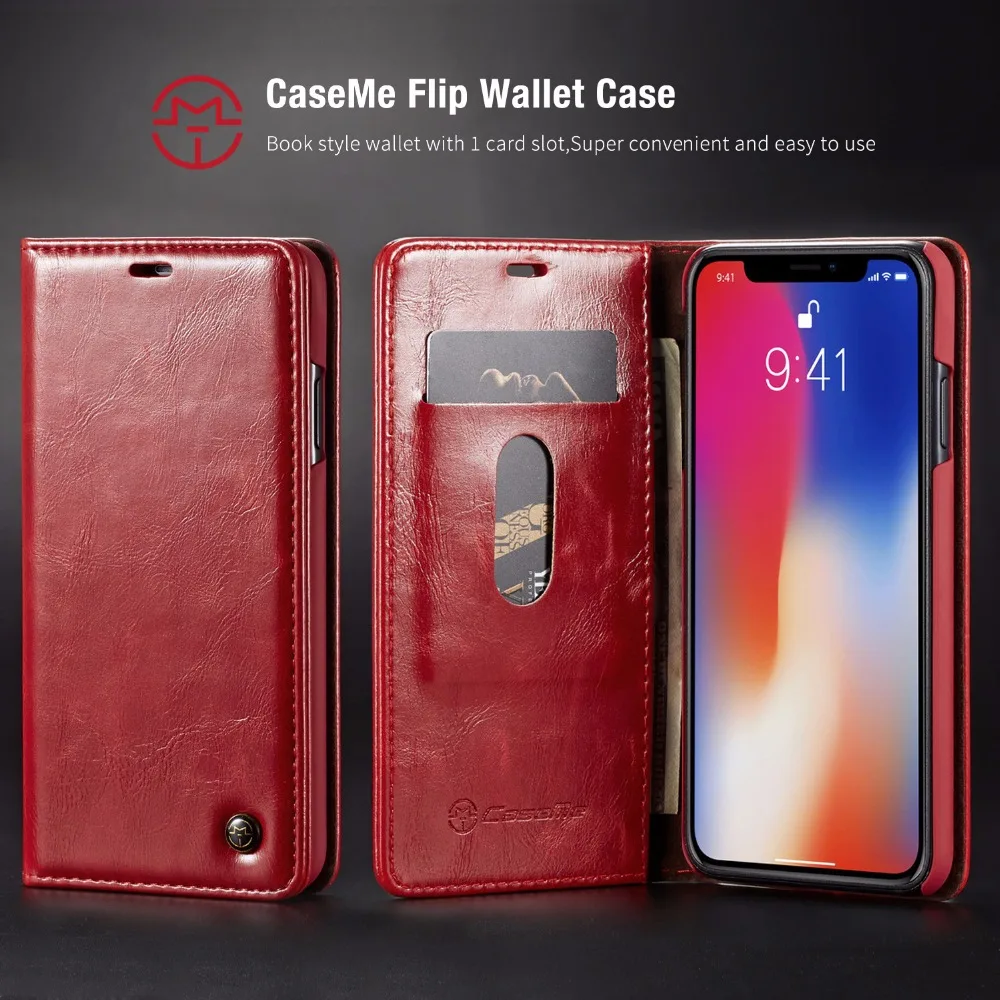 50 шт./лот чехол для телефона Iphone Xs max Xr роскошный CaseMe кожаный магнитный X 8 7 6 plus|Чехлы-портмоне| |