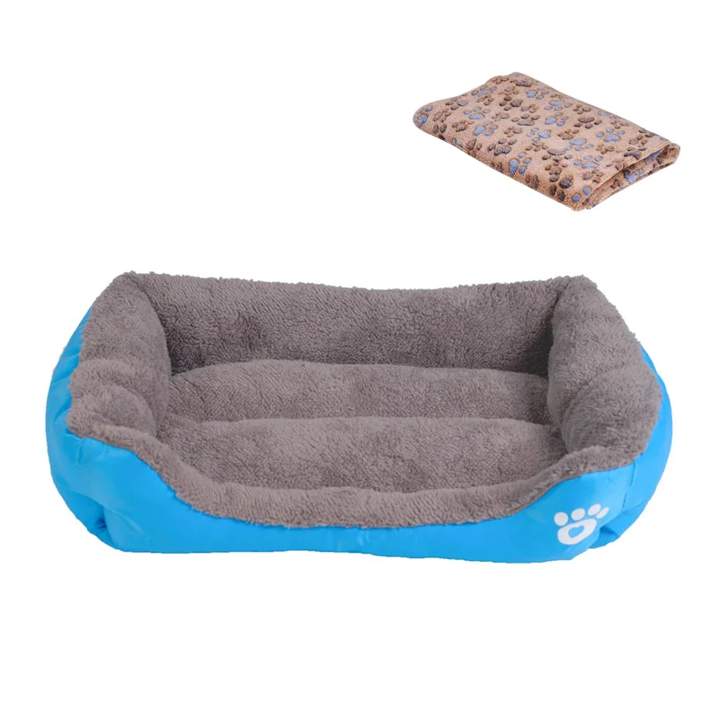 Blue Pawstrip карамельный цвет кровать для собаки мягкая подушка для щенка зимняя теплая кровать для кошки диван для домашних животных, кровать для собак чихуахуа Лабрадор кровать для собаки одеяло - Цвет: Blue
