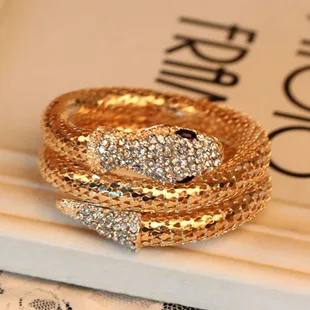 Fashion Vintage High Quality Luxury Jewelry Snake Rhinestone Scale Multi Layers Women Lady Party Dress Alloy Bracelet Wristlet | Украшения