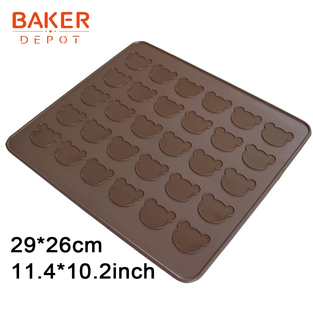 SM-001-1 BAKER DEPOT силиконовый коврик Макарон Торт Кондитерские формы для печенья изоляционный коврик торт выпечки печи коврики круглый Сердце Медведь Макаронный коврик - Цвет: SM-001-1