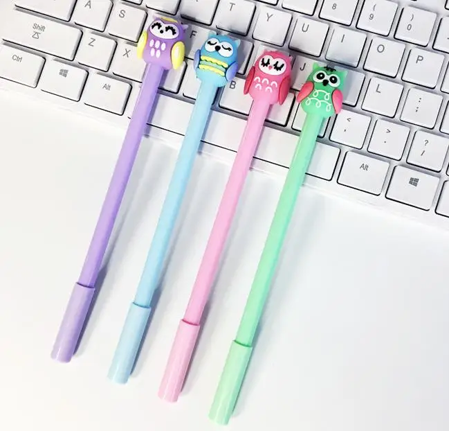 4 шт./компл. Kawaii 0,5 мм Карамельный цвет банные халаты в виде животных для маленьких Сова гелевые ручки корейских канцелярских принадлежностей с черными чернилами ручки для подписи студенческий пишущие ручки