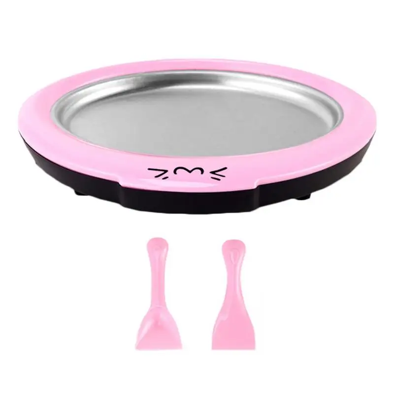 Pink Машина для приготовления жареного йогурта, бытовая мини-машина для приготовления льда, Детская домашняя тарелка для Фруктового мороженого, милая детская ледяная каша, поднос для жареного льда - Цвет: Pink