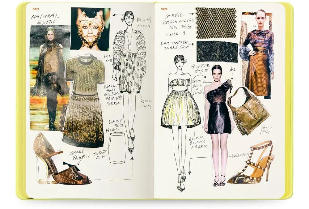 A5 Womens Sketchbook Lemon Notebook with 130 Pages Fashion Figure Templates and Fashion Dictionary Candy Color