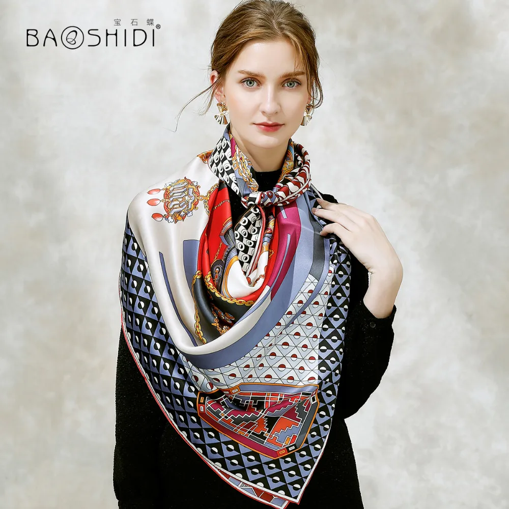 Женский шарф ручной работы BAOSHIDI из 100% шелка Элегантная Шелковая шаль|brand women