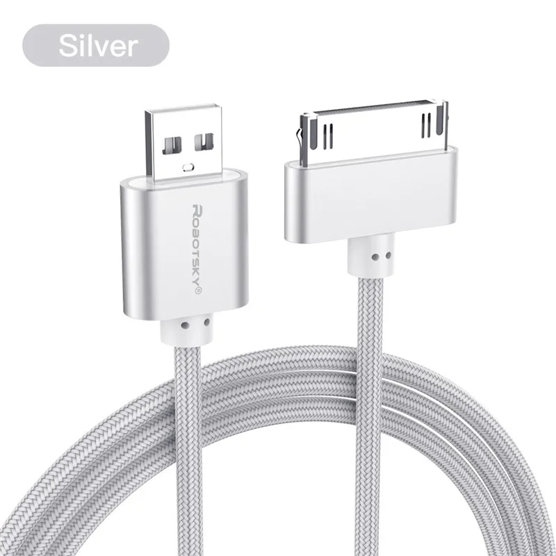 USB кабель для iphone 30 Pin нейлоновая оплетка быстрое зарядное устройство кабель для передачи данных для iphone 4 4s ipad 2 3 iPod Nano itouch - Цвет: Silver