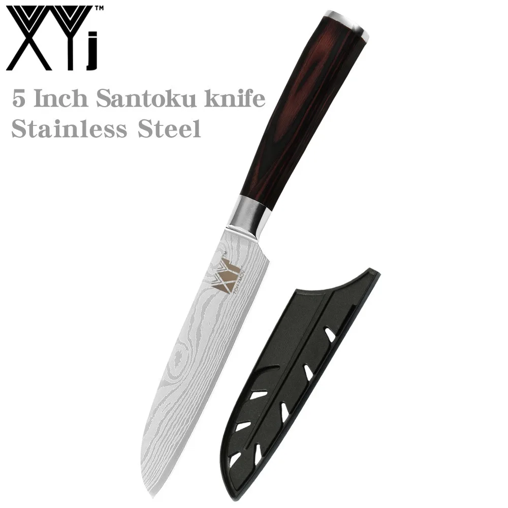 5 inch Santoku XYj набор кухонных ножей для мамы, очень острый нож для готовки, 7Cr17mov шеф-повара для нарезки сантоку ножи для чистки овощей и фруктов, оболочка - Цвет: 5 inch Santoku