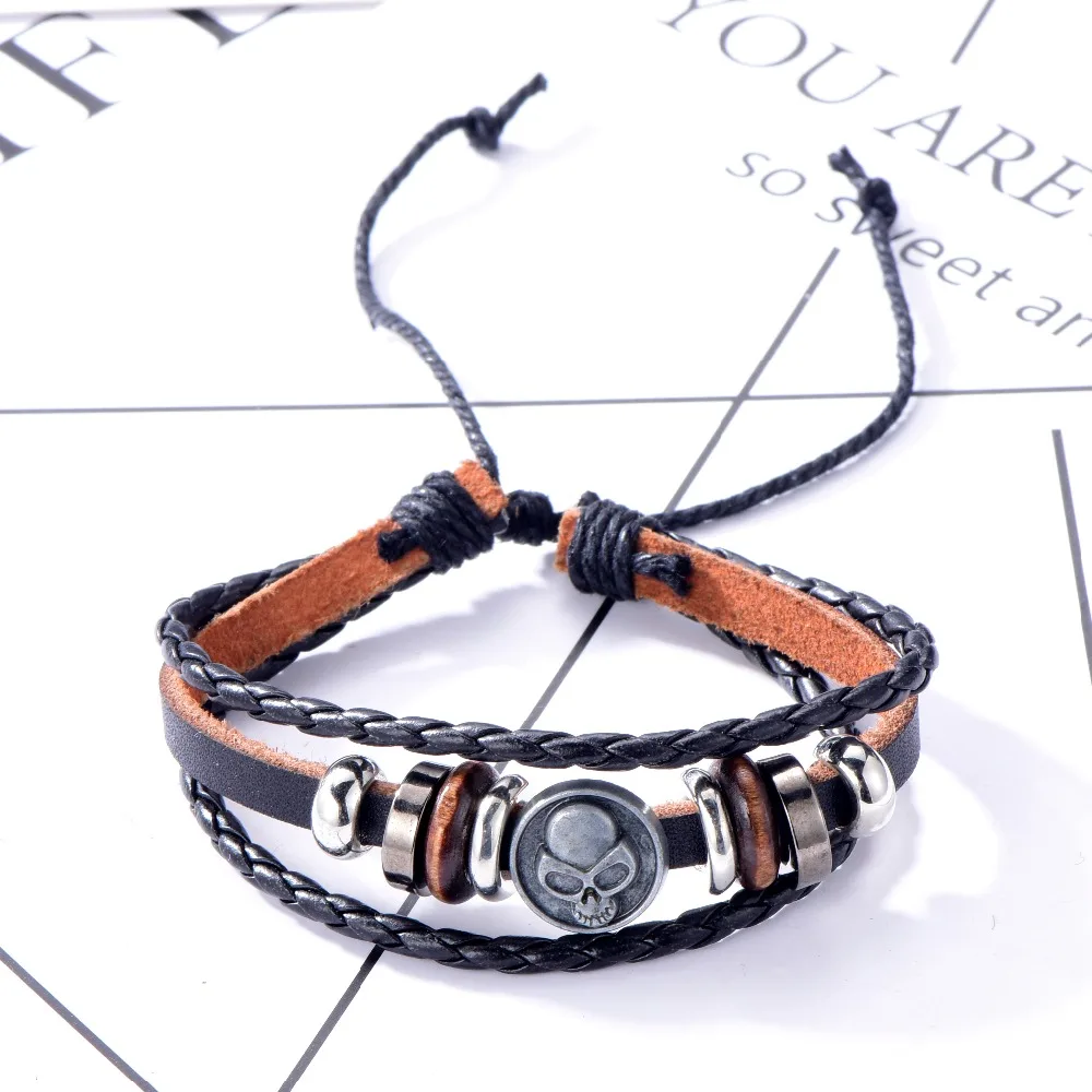 

Cuteeco Cheap Bracelet Skeleton Skull Punk Gothic Rock Leather Belt Buckle Bracelets For Women Men Bracelets & Bangles 2019 New
