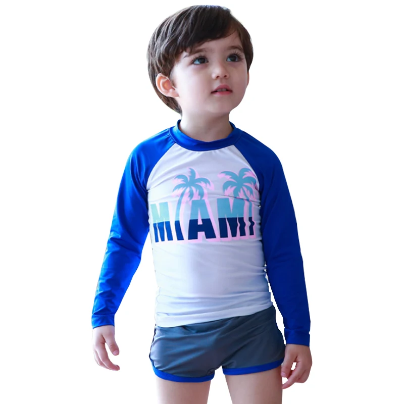 Новинка 2019 купальник для маленьких мальчиков детский с длинными рукавами из двух