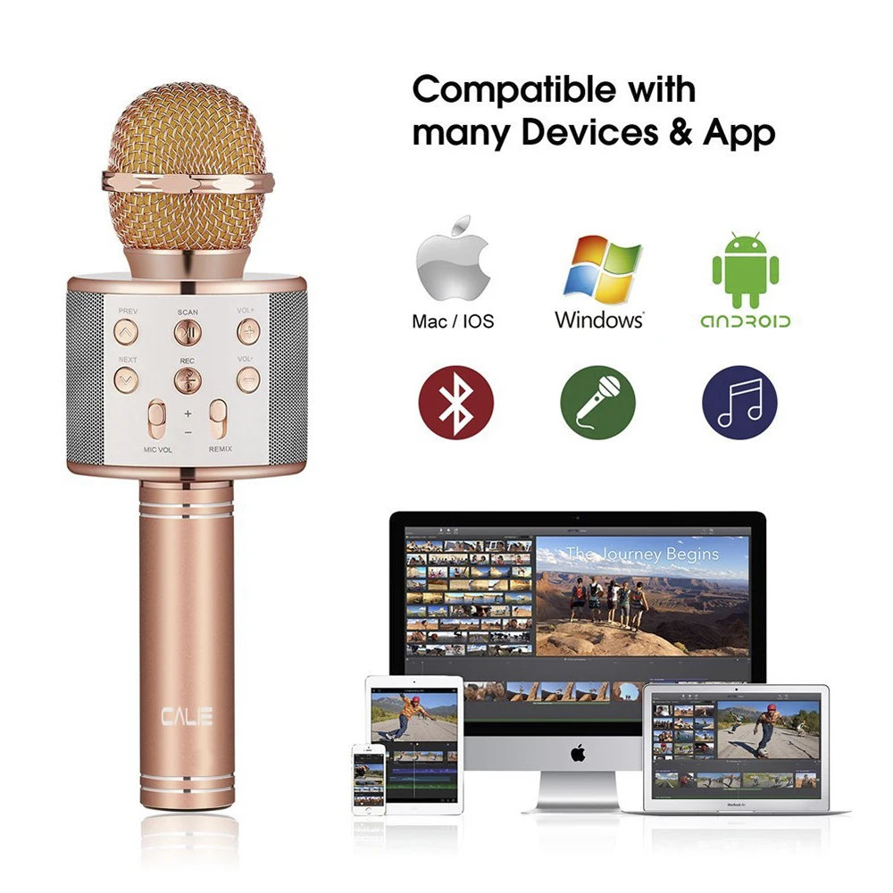 Модные WS858 Bluetooth Беспроводной конденсаторный микрофон караоке мобильного