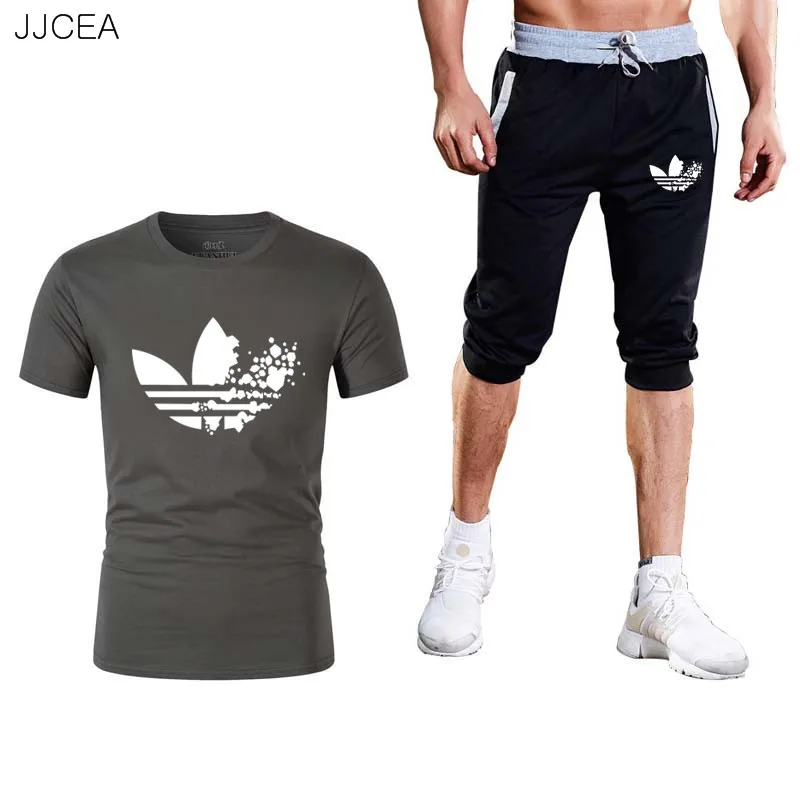 2019 new LOGO brand solid color T-shirt shorts men's black and white 100% cotton suit summer boy skateboard shor | Мужская одежда
