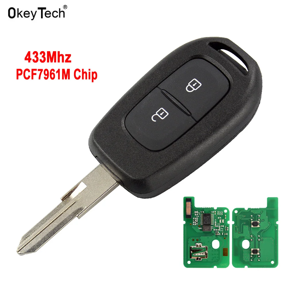 OkeyTech 2 кнопки 433 МГц PCF7961M чип FSK корпус дистанционного ключа для Renault Sandero Dacia Logan