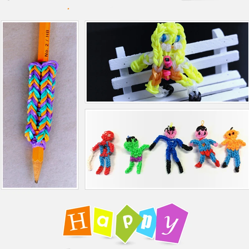 Bandas de goma para telar para ni&ntilde;a, regalo para ni&ntilde;a, banda el&aacute;stica para tejer, pulsera de encaje, goma de juguete para pulseras, conjunto de material artesanal, 600 Uds.-1