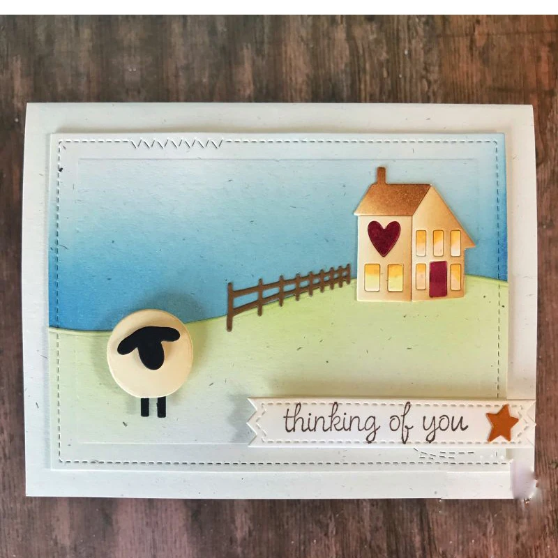 Деревенский Дом овца птицы дерево металлические Вырубные штампы рельефные