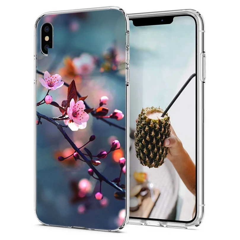 Чехол для iPhone 7 8 Plus 6 S/6 мягкий чехол из ТПУ дизайн цветочный узор розовый X XS XR Max