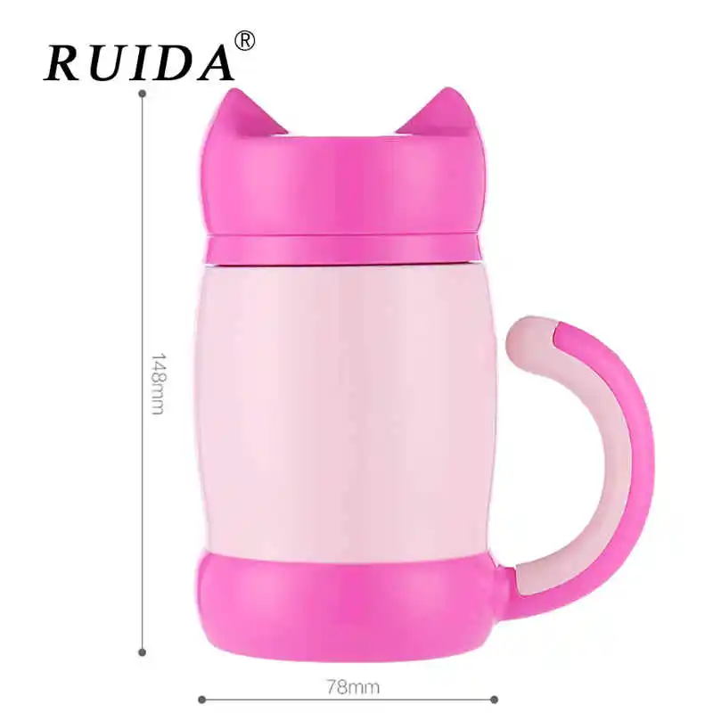 RUIDA 420 мл модные кружка с изображением кошачьей мордочки двойной нержавеющая