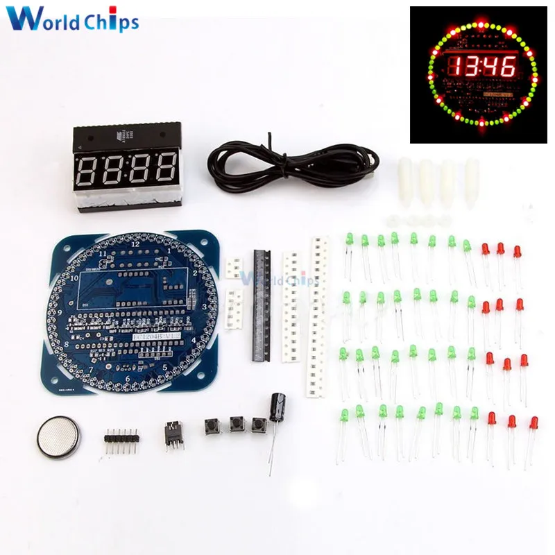 4 цифровых 60ds1302z DS1302 вращающиеся светодиодные часы будильник модуль температуры