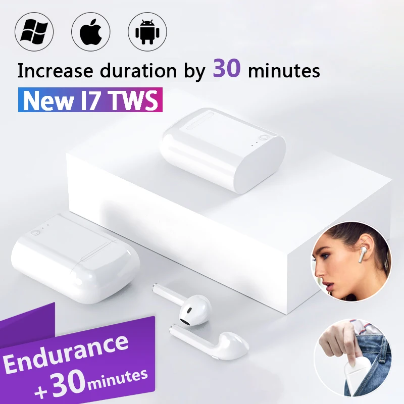 I7s TWS беспроводные Bluetooth наушники, стерео наушники, гарнитура, микрофон для Iphone, Xiaomi, huawei, всех смартфонов, i10, i12