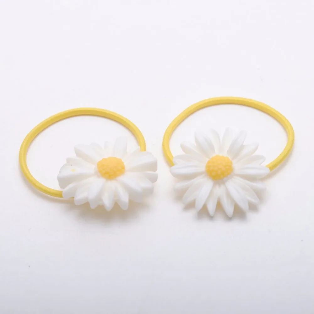 2.5cm Girls Elastic Hair Bands Daisy Flower Hair Tie Cute Hair Gum Hair Accessories Gift For Kids