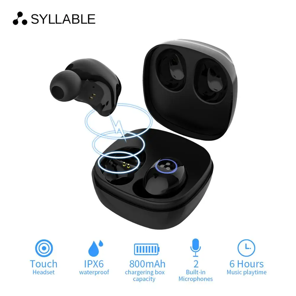 2020 SYLLABLE SD16 сенсорная Bluetooth гарнитура спортивные 6 часов наушники истинные