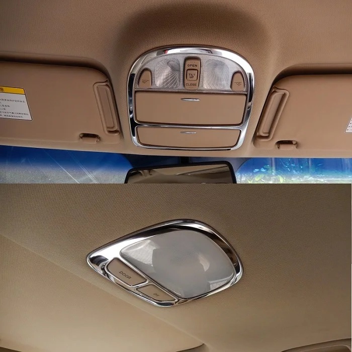 front and rear 2 pcs Нержавеющая сталь передние и задние потолочные крыше читающие светильник лампы Накладка рамки для hyundai Santa Fe см 2007 2008 2009 2010-2012 - Название цвета: front and rear 2 pcs