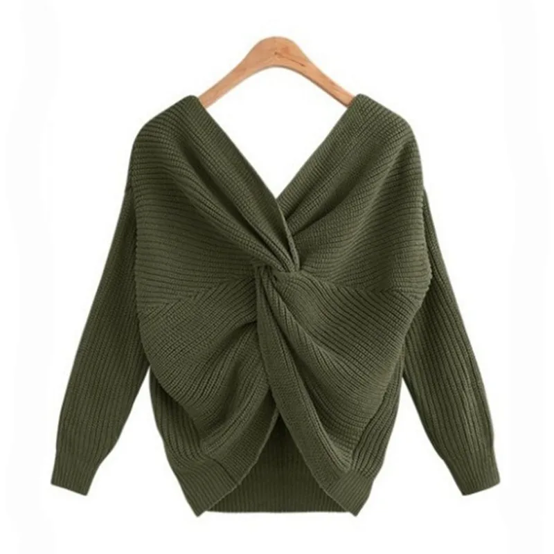 New 2019 V-neck Cross Knitting Winter Sweater Women Fashion Down Sleeve Pullover Female Autumn Casual Jumper Mujer Knit | Женская одежда