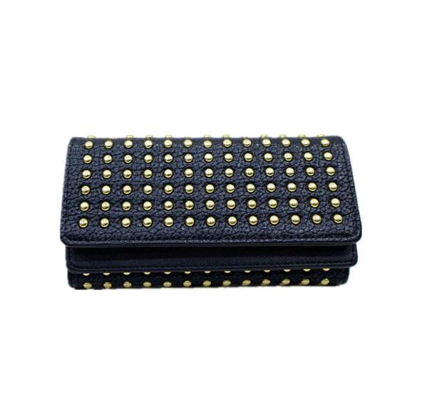 Summer new rivets fashion twists and turns wallet big wild PU leather coin long | Багаж и сумки