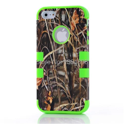 Retro Grass Camo Design 3 in 1 Combo Robot PC Rubber Hybird cover CASE for iPhone 5 5s +Free shipping |