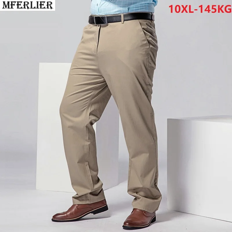 Мужские деловые брюки 10XL Прямые хлопковые большого размера 7XL 8XL 9XL цвета хаки