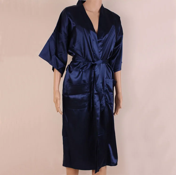 

Новинка, темно-синий китайский мужской халат, кимоно, банное платье, искусственное шелковое кимоно-юката, ночная рубашка, размер M L XL XXL XXXL ...