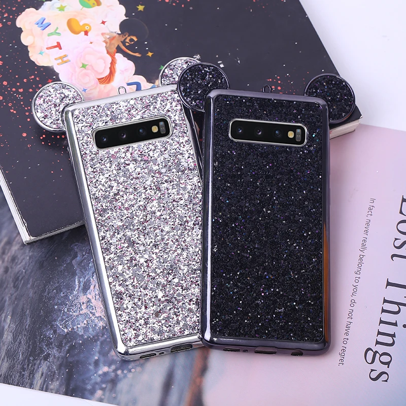 Мягкий силиконовый чехол с блестящими ушками животных для samsung Galaxy S10E S10 Lite samsung S8 S9 Plus S7 S6 Edge