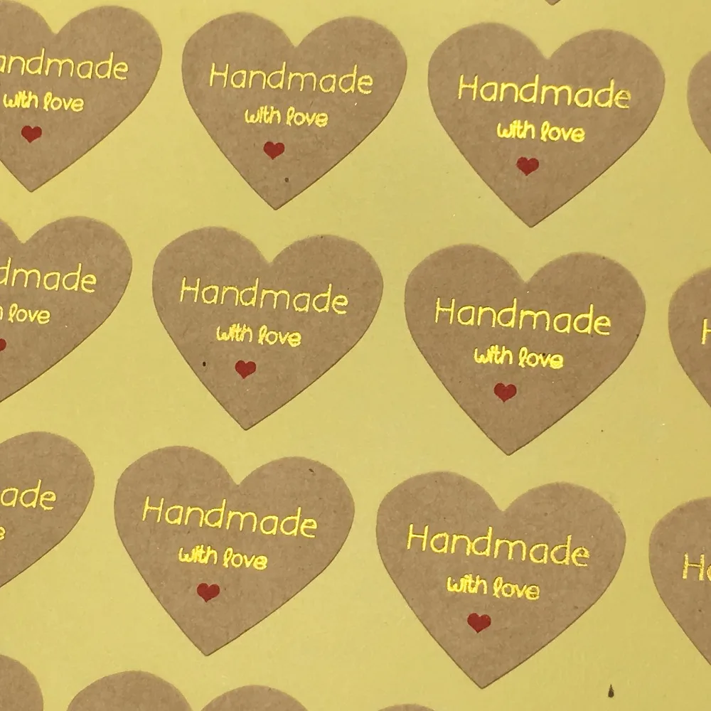 1000 шт./лот наклейки ручной работы с надписью Love из крафт бумаги сделай сам
