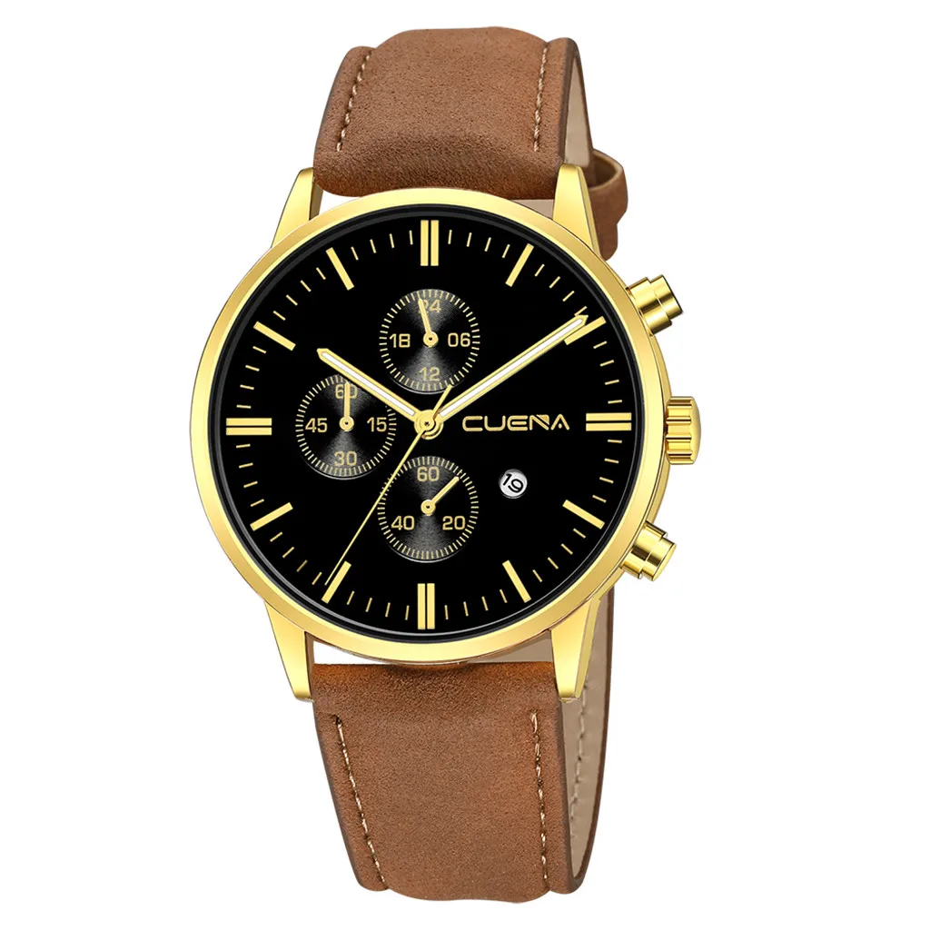 CUENA модные роскошные мужские часы деловые кварцевые из нержавеющей стали кожаные