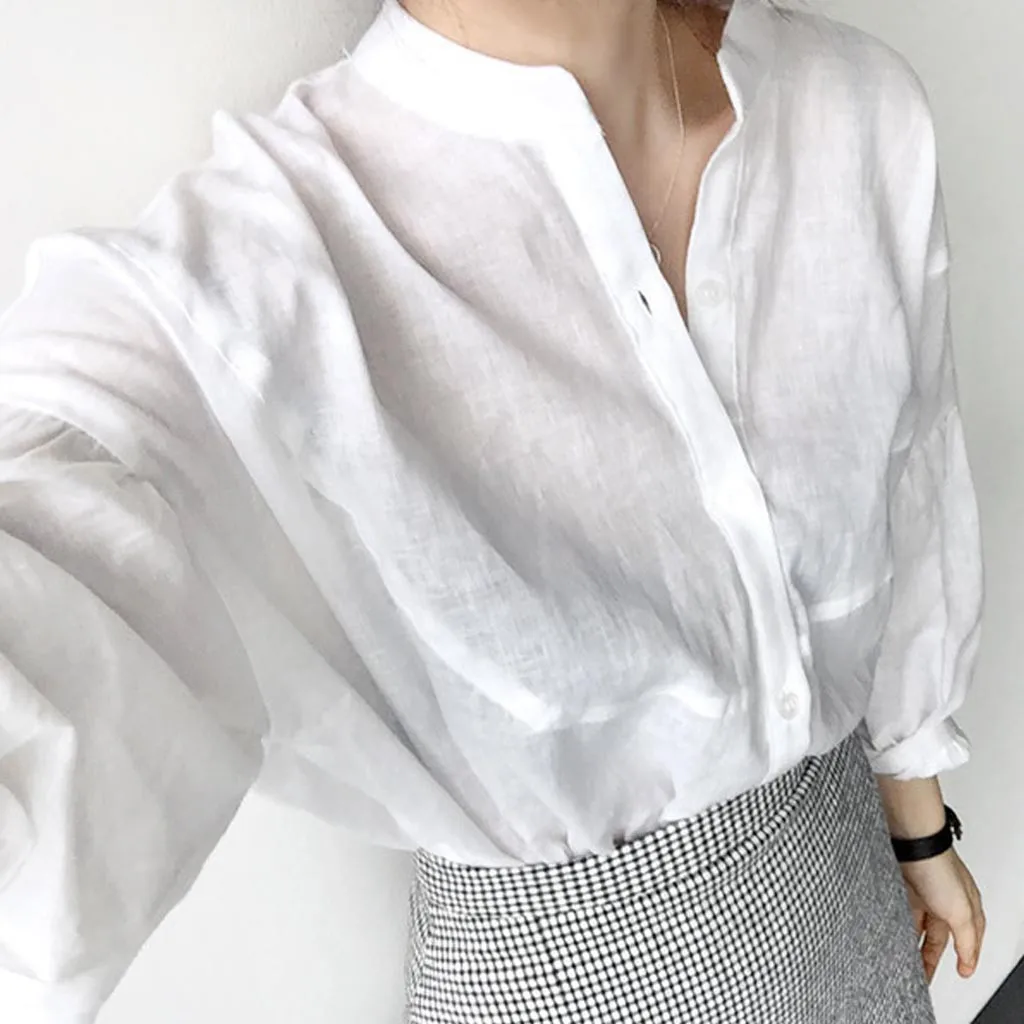 Женская блузка с длинным рукавом белая для офиса повседневная женская одежда