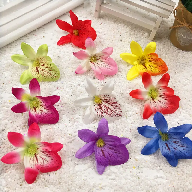 5 шт./искусственные шелковые цветы маленькая голубая бабочка Орхидея DIY