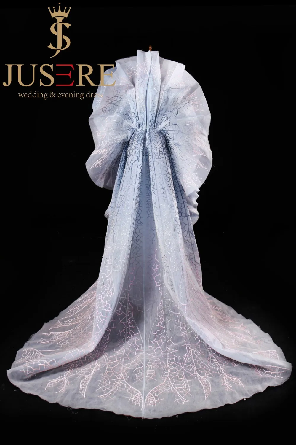 JUSERE 2019 SS модное шоу светло голубое длинное вечернее платье с вышивкой Иллюзия
