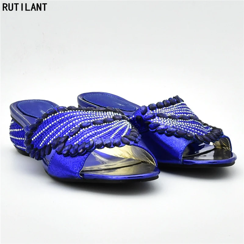 New Arrival Pumps Women Shoes Elegant Nigerian Party Decorated with Rhinestone Wedding Dress 2019 Slip on Block Heel | Обувь