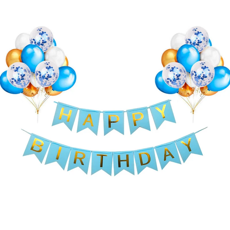 12inch Latex Confetti Balloons Happy Birthday Flags Adult Children's Party Decoration | Дом и сад