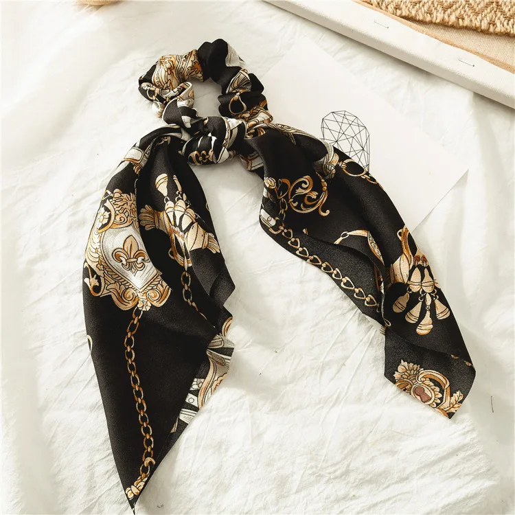 Summer Flower Printed Women Elastic Scrunchies Hair Bands Retro Hair Ties Scarf Rubber Band Hair Accessories for Women Girls