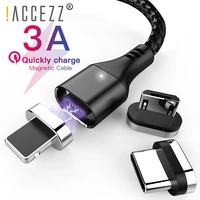 accezz 3a super fast magnetic charging cable for iphone xs max x micro usb type c for samsung huawei xiaomi magnet charger line