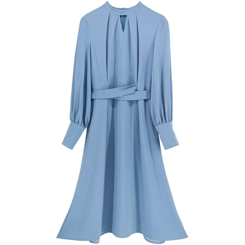 Yummylemon деловой пикантный женский синий платье подходит и расклешенные Твердые