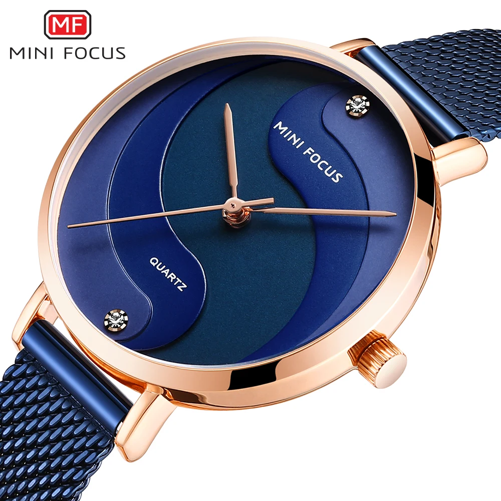 MINIFOCUS Watch Women Fashion Dress Quartz Watch Luxury Brand Ladies Full Steel Mesh Strap Waterproof Watches Female reloj mujer