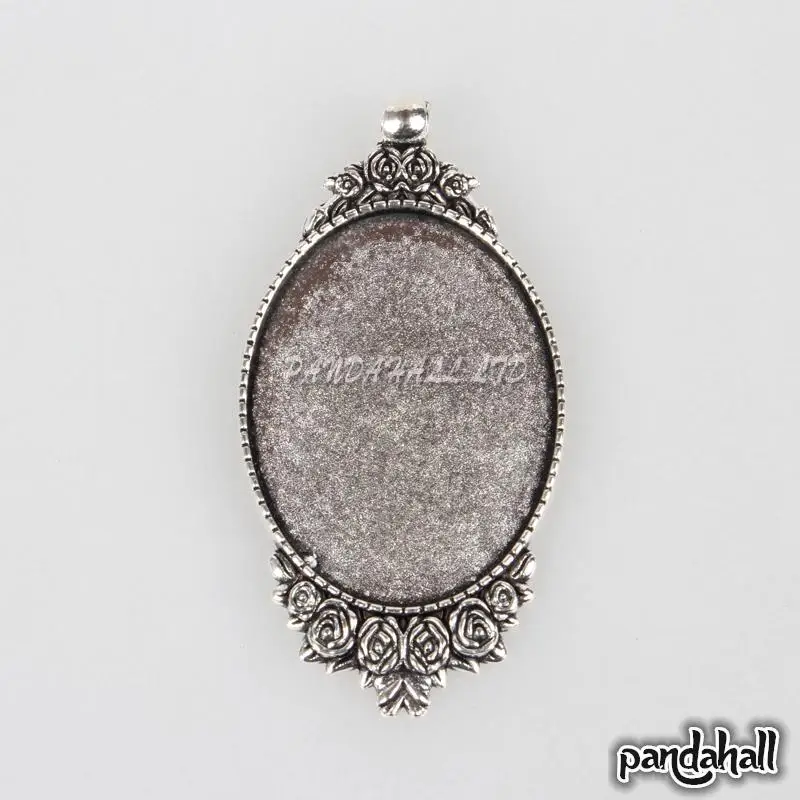 Подвеска Кабошон из сплава в тибетском стиле овальная с цветком цвет античное