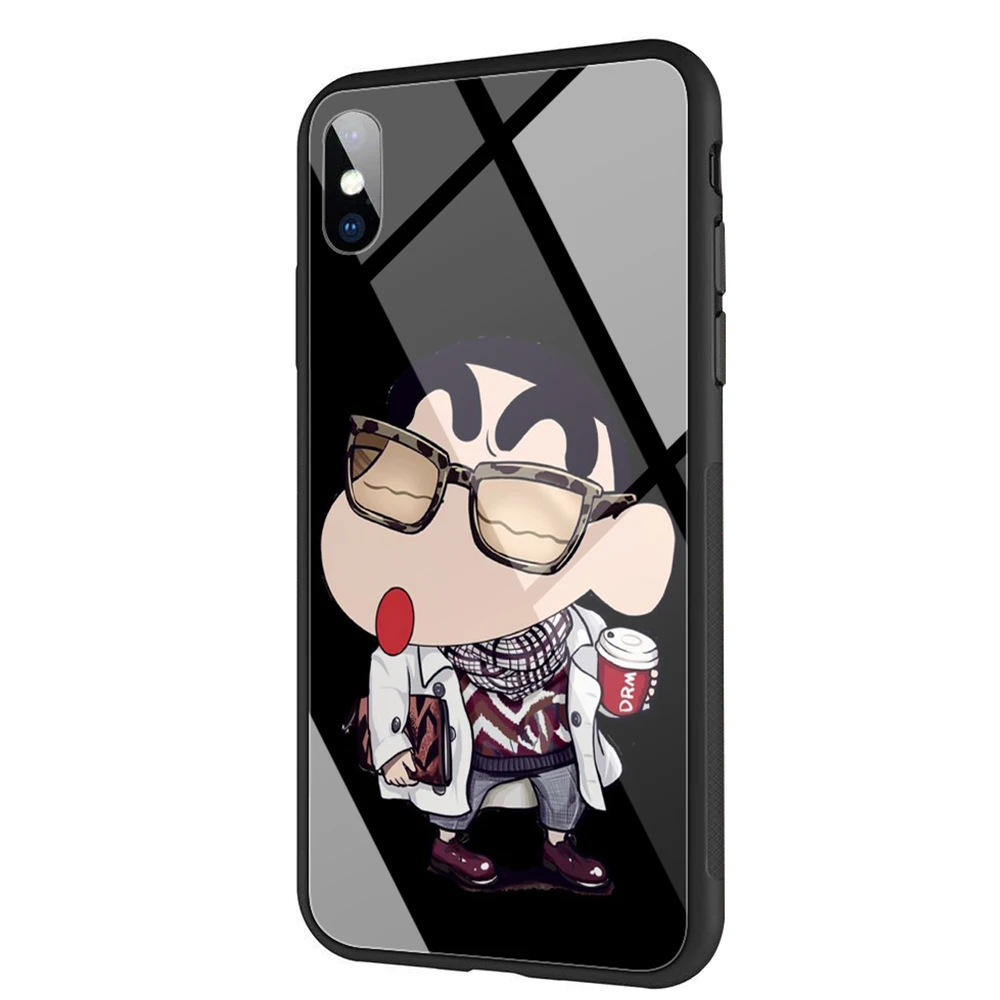 Lavaza симпатичный Crayon Shinchan закаленное стекло ТПУ чехол для iPhone XS Max XR X 8 7 6 6S Plus 5 5S SE |